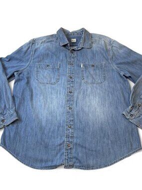 TOMS x Target blue denim cotton button-up relaxed fit shirt Size XL
